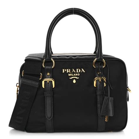 bauletto prada saffiano|PRADA Tessuto Nylon Saffiano Bauletto Black .